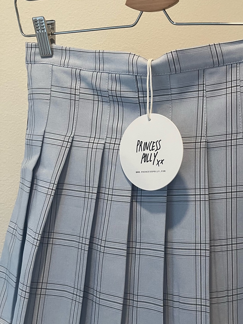 Princess Polly Blue Plaid Pleated Mini Skirt NWT Size US 8
